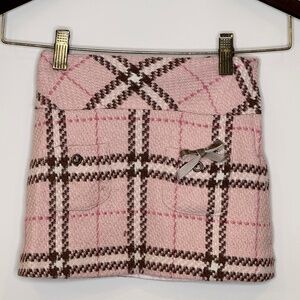 LILI GAUFRETTE Pink Plaid Skirt with Chocolate accents